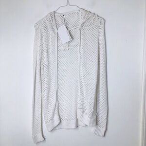 NWT Fabletics Swim cover up hoody white eyelet medium